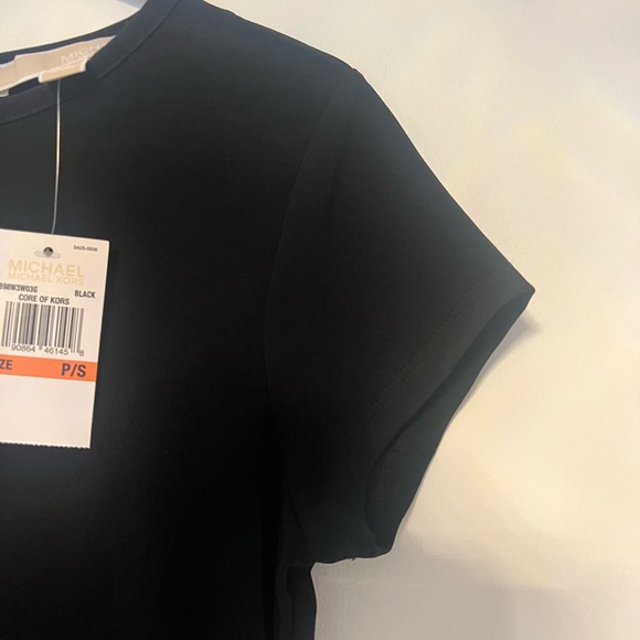 NWT Michael Kors Women’s Black Crew Neck Short Sleeve Pleated Hem Dress SzP/S - Picture 13 of 16